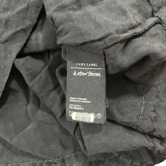 & Other Stories women's blouse 6 black long sleeve houndstooth keyhole back - Picture 6 of 9